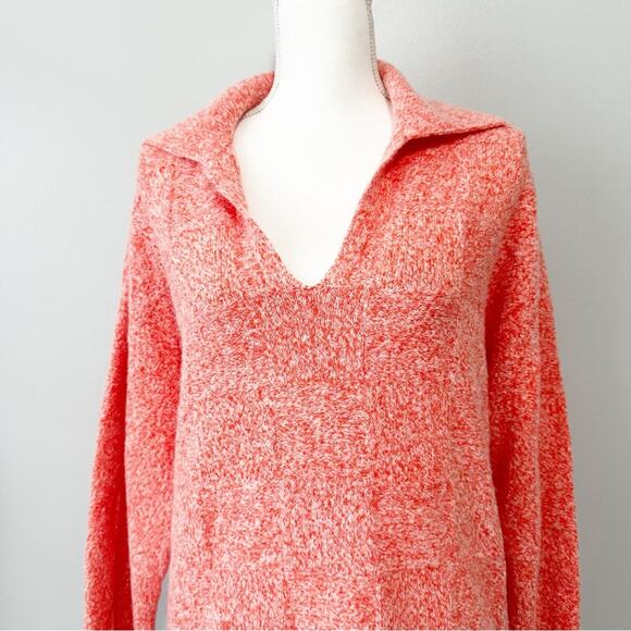 Zara knit orange sweater collared size medium polo long tunic - Picture 2 of 9